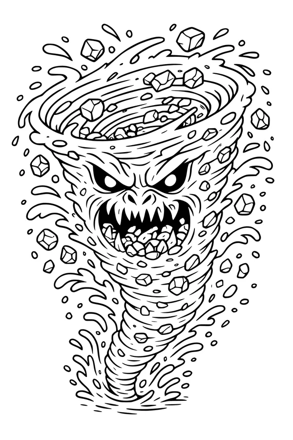 Free Kraken Sea Monster Coloring Page - Cartoon Whirlpool Vortex (Printable PDF)