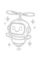 Free Robot Coloring Page - Cute Propeller Whirlybot With Sparkles (Printable PDF)