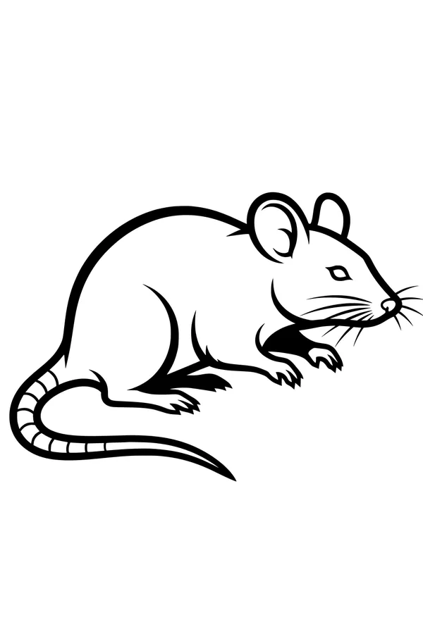 Free Rat Coloring Page - Whiskered Pet Rat Standing Alert (Printable PDF)