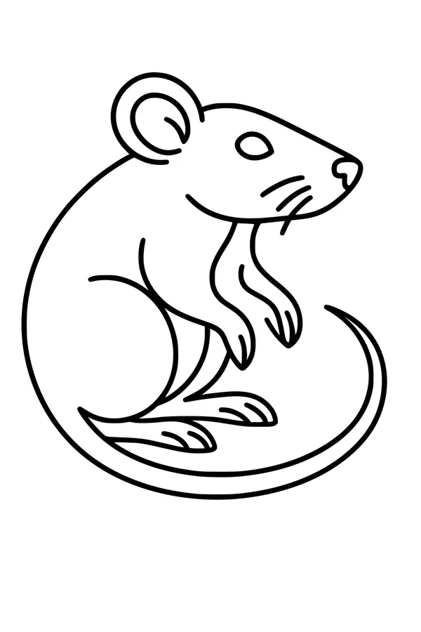 Free Rat Coloring Page - Cute Cartoon Rat Sitting Upright (Printable PDF)