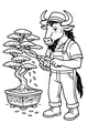 Free Wildebeest Coloring Page - Trimming a Tiny Bonsai Tree (Printable PDF)
