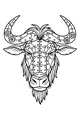 Free Wildebeest Coloring Page - Steampunk Horns Front View (Printable PDF)