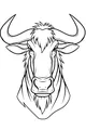 Free Wildebeest Coloring Page - Front View Head With Big Curvy Horns (Printable PDF)