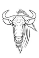 Free Wildebeest Coloring Page - Front View Safari Head (Printable PDF)