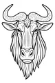 Free Wildebeest Coloring Page - Front View African Wildlife Head (Printable PDF)