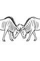 Free Wildebeest Coloring Page - Two Wildebeests Locking Horns (Printable PDF)