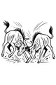 Free Wildebeest Coloring Page - Dusty Horn-Locking Duel (Printable PDF)
