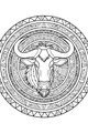 Free Wildebeest Coloring Page - Mandala Horned Portrait (Printable PDF)