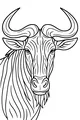 Free Wildebeest Coloring Page - Curly-Horned Front Portrait (Printable PDF)