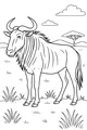 Free Wildebeest Coloring Page - Standing In Sunny Savannah Grass (Printable PDF)