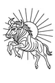 Free Wildebeest Coloring Page - Leaping Antelope at Sunrise (Printable PDF)
