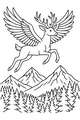 Free Deer Coloring Page - Winged Deer Over Mountain Pines (Printable PDF)