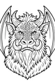 Free Monster Coloring Page - Winged Horned Guardian Face (Printable PDF)