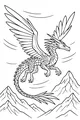 Free Dragon Coloring Page - Feathered Sky Dancer Above the Mountains (Printable PDF)