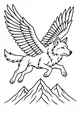 Free Winged Wolf Coloring Page - Sky Runner Above Mountain Peaks (Printable PDF)