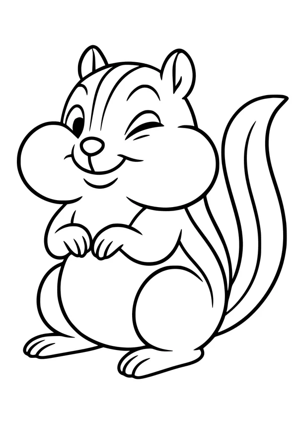 Free Chipmunk Coloring Page - Cute Winking Forest Friend (Printable PDF)