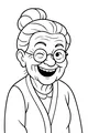 Free Grandma Coloring Page - Winking Grandmother Portrait (Printable PDF)