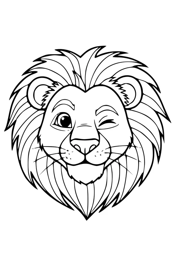 Free Lion Coloring Page - Winking King of the Savanna (Printable PDF)