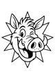 Free Warthog Coloring Page - Cheeky Winking Face with Big Grin (Printable PDF)