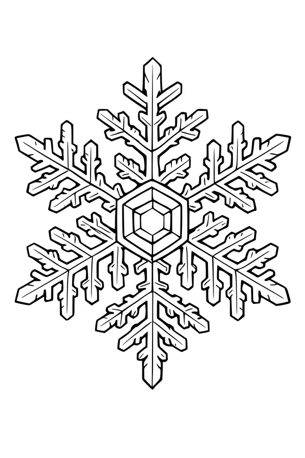Free Snowflake Coloring Page - Big Winter Crystal Design (Printable PDF)