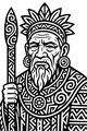 Free Grandpa Coloring Page - Wise Elder With Staff And Geometric Robe (Printable PDF)