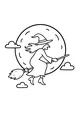 Free Witch Coloring Page - Flying Past the Full Halloween Moon (Printable PDF)
