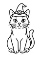 Free Halloween Cat Coloring Page - Witch Hat Kitty Front View (Printable PDF)