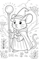 Free Mouse Coloring Page - Wizard Mouse in a Meadow (Printable PDF)