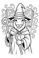 Free Sheep Wizard Coloring Page - Magic Book and Swirling Spells (Printable PDF)