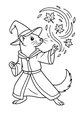 Free Weasel Coloring Page - Wizard Casting Autumn Leaf Spell (Printable PDF)