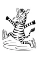 Free Zebra Coloring Page - Funny Ice Skating Rink Scene (Printable PDF)