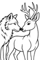 Free Wolf and Deer Coloring Page - Forest Friends Nose-to-Nose (Printable PDF)