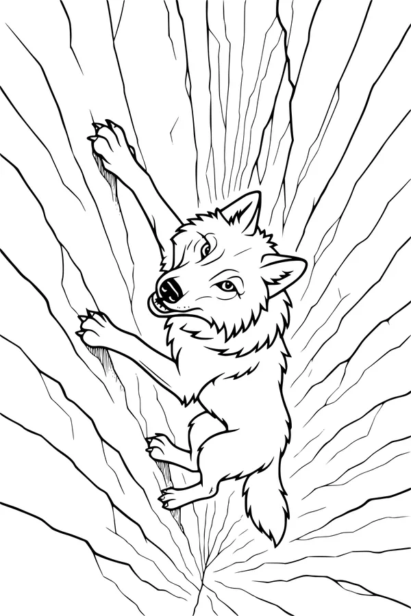 Free Wolf Coloring Page - Brave Wolf on Cracked Cliff (Printable PDF)