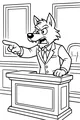Free Wolf Coloring Page - Cartoon Lawyer in Courtroom (Printable PDF)