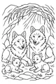 Free Wolf Family Coloring Page - Sunlit Cave Den Scene (Printable PDF)