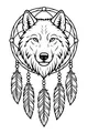 Free Wolf Coloring Page - Guardian Wolf in Dreamcatcher Circle (Printable PDF)