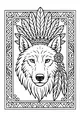 Free Wolf Coloring Page - Feather Headband Portrait (Printable PDF)