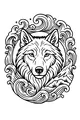 Free Wolf Coloring Page - Sea-Song Wolf Portrait in Ocean Waves (Printable PDF)