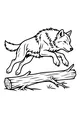 Free Wolf Coloring Page - Forest Wolf Leaping Over Log (Printable PDF)