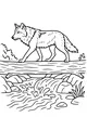 Free Wolf Coloring Page - Crossing a Forest Log Bridge (Printable PDF)