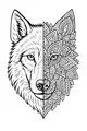 Free Wolf Coloring Page - Half Realistic Half Mandala Head (Printable PDF)