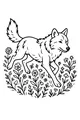 Free Wolf Coloring Page - Spring Wolf in Wildflower Meadow (Printable PDF)