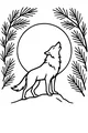 Free Wolf Coloring Page - Howling at the Moon in a Pine Forest (Printable PDF)