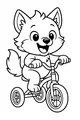 Free Wolf Coloring Page - Cute Pup Riding a Tricycle (Printable PDF)