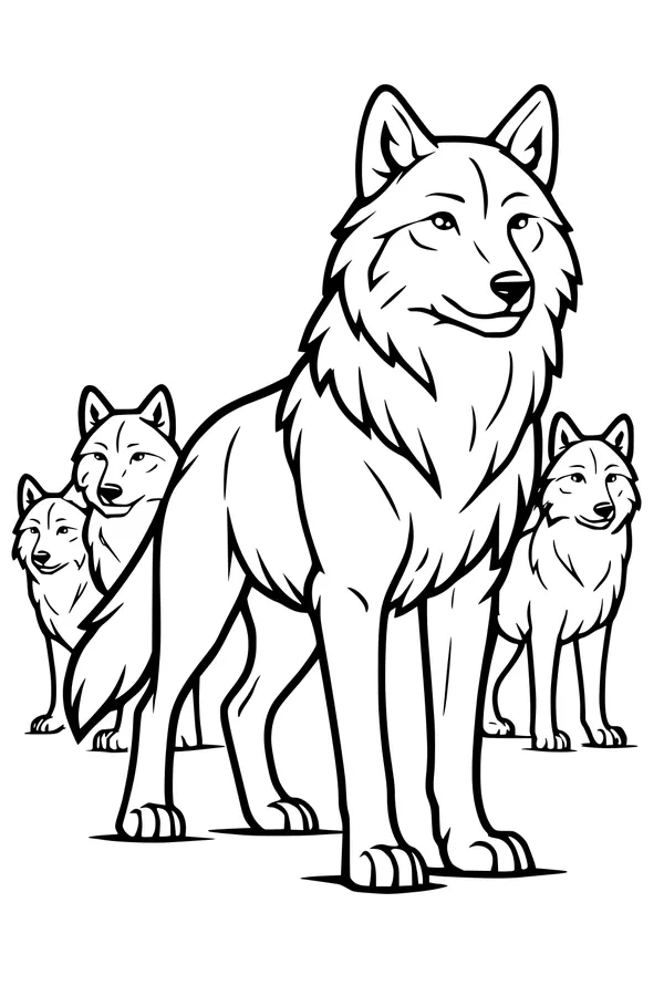 Free Wolf Pack Coloring Page - Alpha Wolf Leading the Pack (Printable PDF)