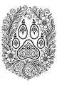Free Wolf Paw Print Coloring Page - Floral Forest Design (Printable PDF)