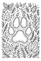Free Wolf Paw Print Coloring Page - Forest Trail With Leaves and Insects (Printable PDF)