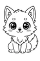 Free Wolf Pup Coloring Page - Cute Big-Eyed Puppy Sitting (Printable PDF)