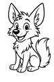 Free Wolf Pup Coloring Page - Big-Eared Smiling Puppy (Printable PDF)