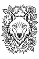 Free Wolf Coloring Page - Calm Wolf Among Roses (Printable PDF)